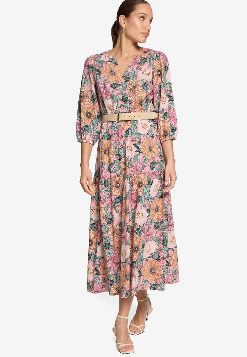 Blumenkleid Maxi mit Gürtel