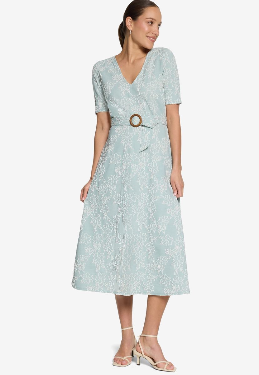 Midikleid mit Blumen-Stickerei