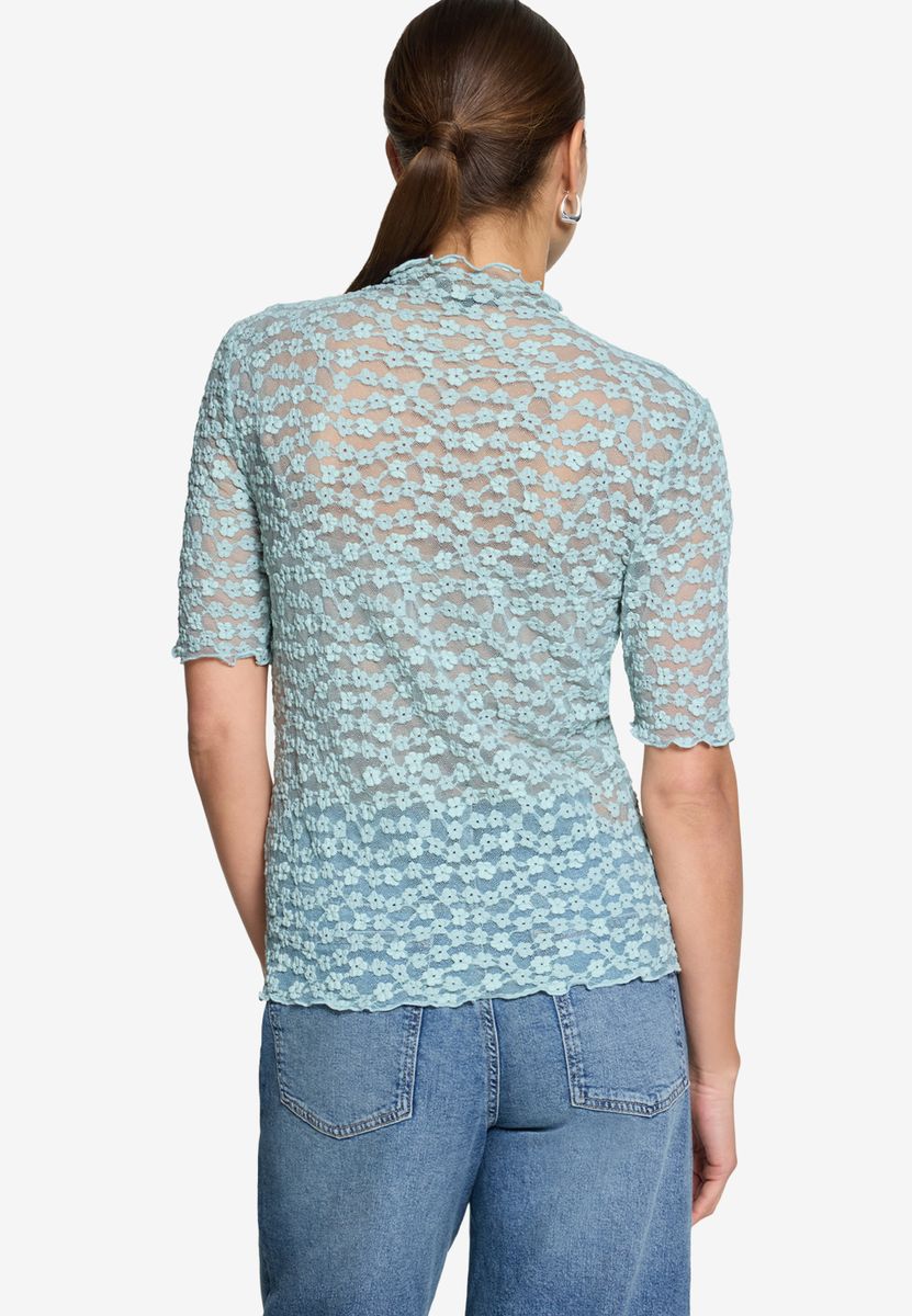 Spitzenshirt mit Stehkragen