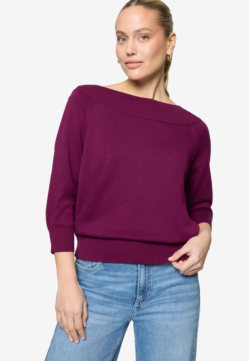 Strickpullover mit Carmenausschnitt