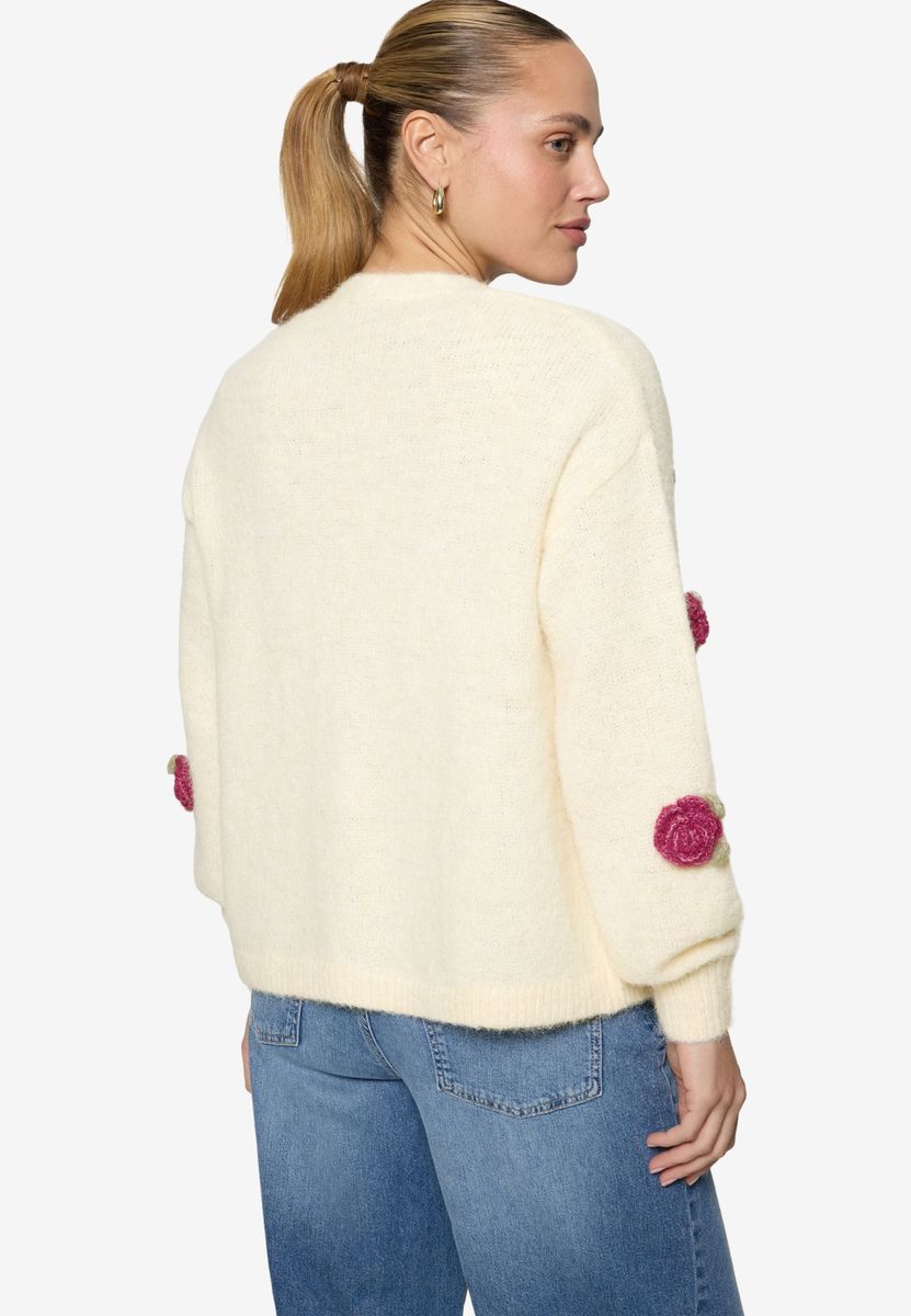 Strickjacke mit bunten 3D Blumen