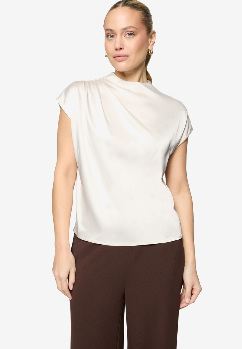 Satinbluse  mit Stehkragen