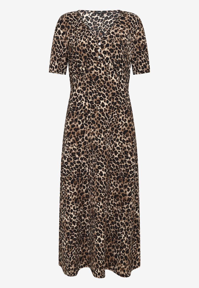 Maxikleid  kurzarm mit Leoprint