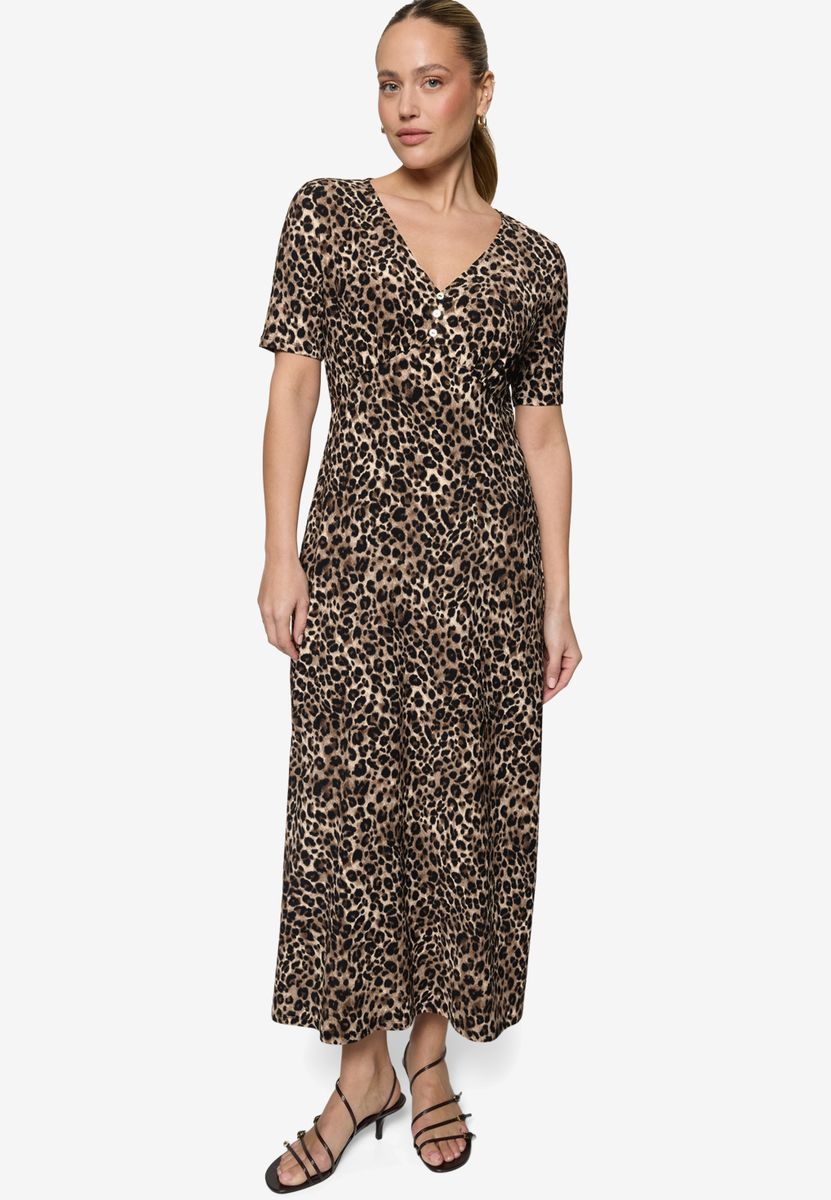 Maxikleid  kurzarm mit Leoprint