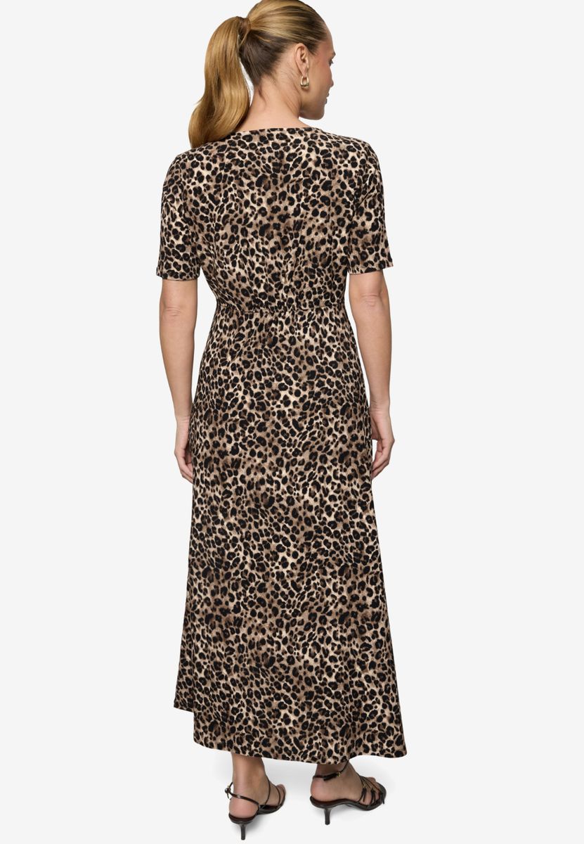 Maxikleid  kurzarm mit Leoprint