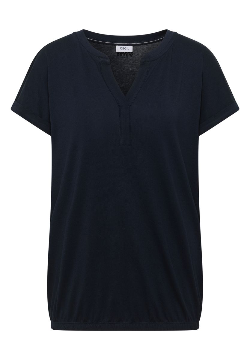 Shirt mit Split Neck im Tunika-Look