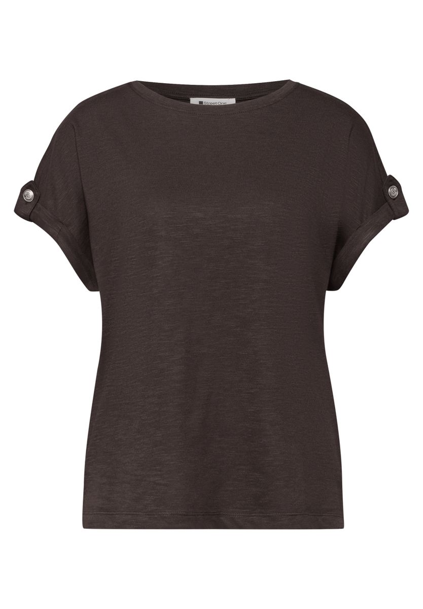 T-Shirt mit Rundhals und Knopfdetails