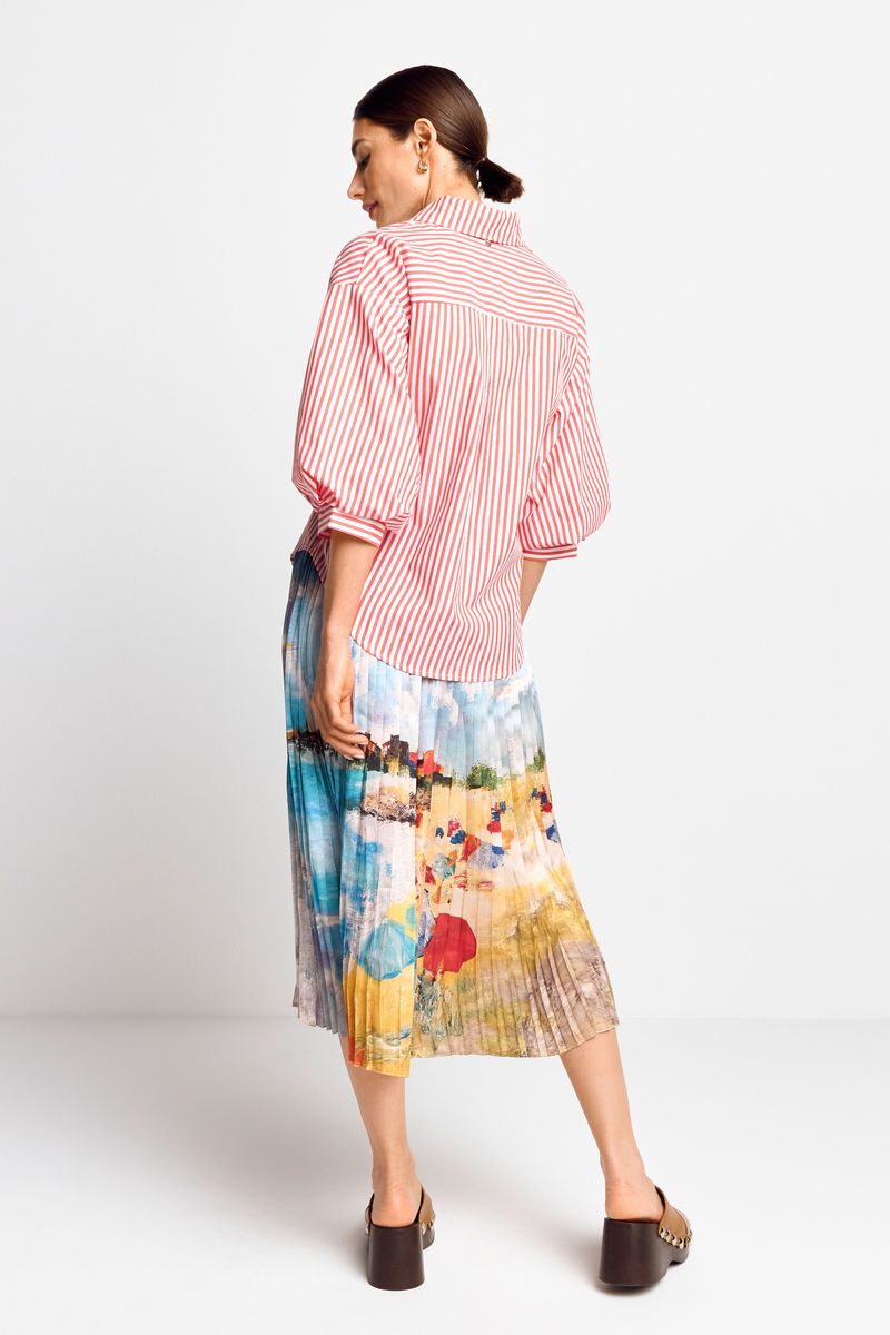 Striped blouse with puffed sleeves organic